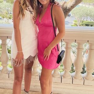 White Fox Pink Halter Mini Dress